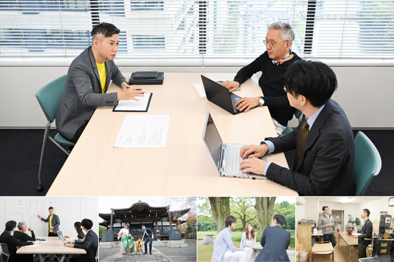 東京を拠点に活動するグラフィックデザイナー「アトオシ（永井弘人）」の対面コンサルティング・対話風景。メディアの取材対応や、デザイン・働き方をテーマにしたビジネスカンファレンスでのトークイベント、対談企画への出演依頼に対応可能な専門性を示している。